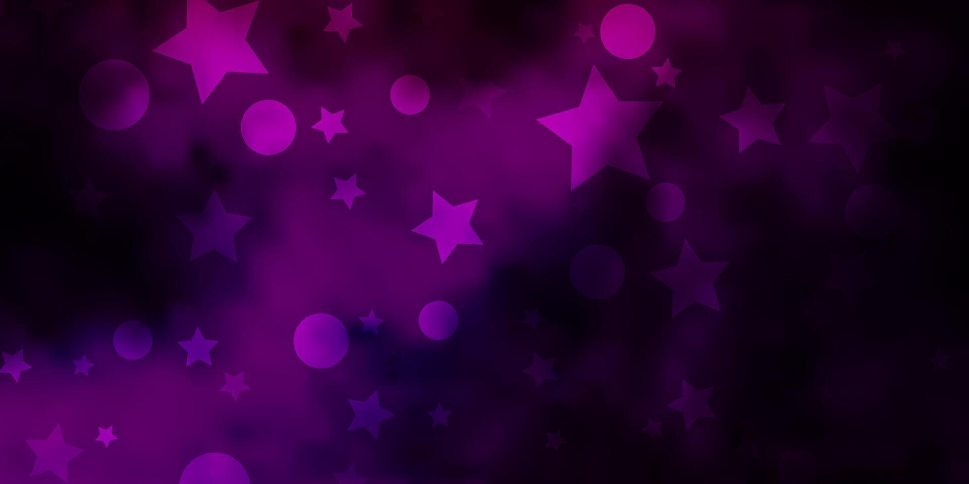 Dark Pink vector layout with circles, stars.