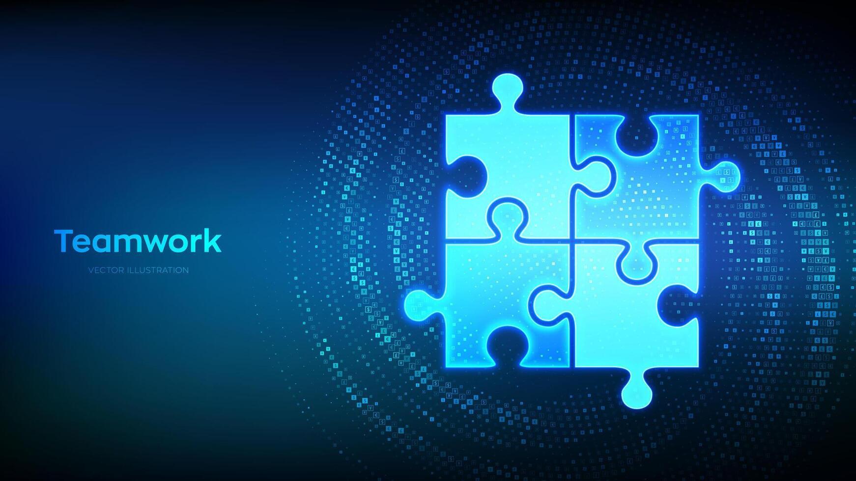 Teamwork icon made with currency symbols. Business Partnership. Global financial cooperation. Puzzle Team elements. Dollar, euro, yen and pound icons. Background with currency signs. Vector. vector