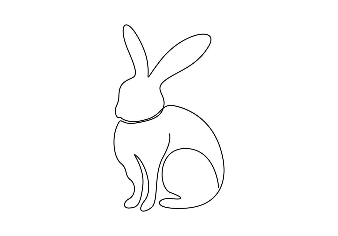 Continuous one line drawing of cute rabbit. Single one line art of beautiful bunny vector illustration