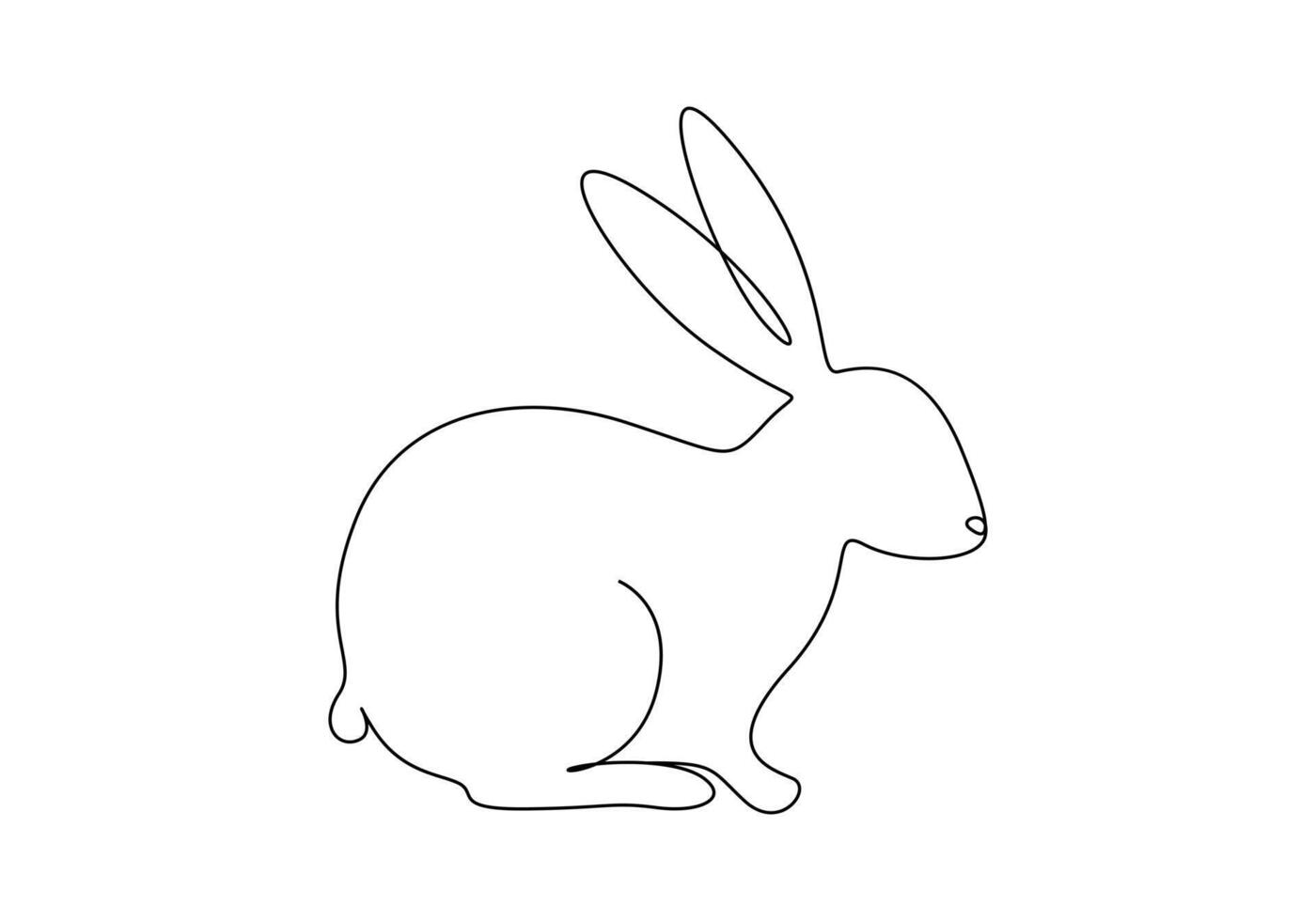 Continuous one line drawing of cute rabbit. Single one line art of beautiful bunny vector illustration