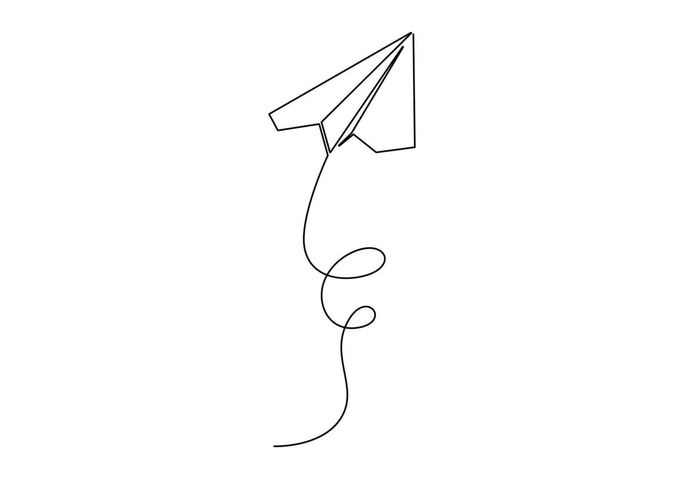 Continuous one line drawing of paper airplane isolated on white background vector illustration