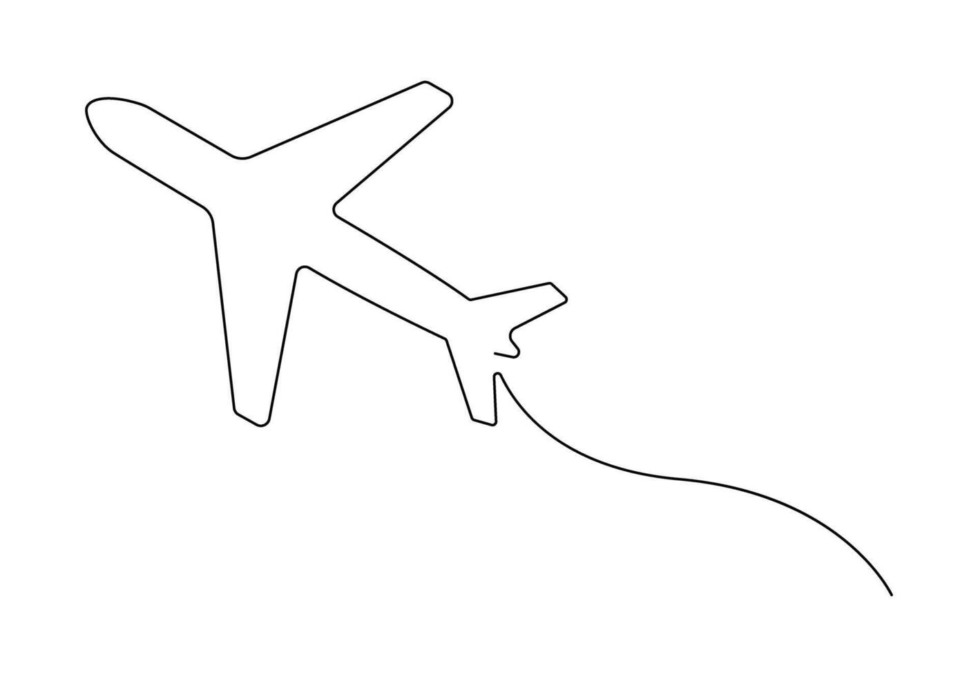 Continuous one line drawing of Airplane line path. Vector icon of Airplane flight route with start point. Isolated on white background vector illustration