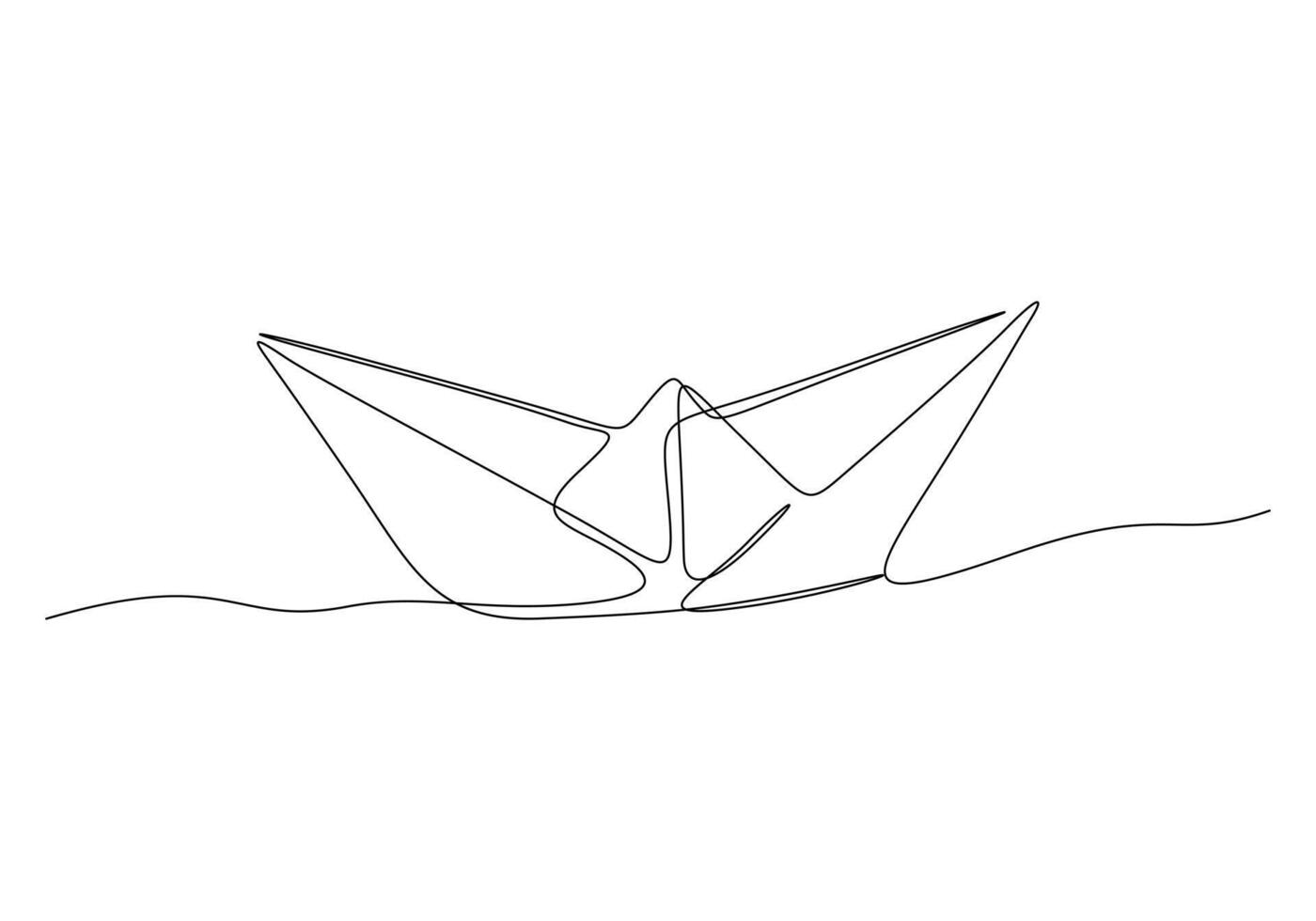 Continuous one line drawing of paper boat origami toy concept vector illustration