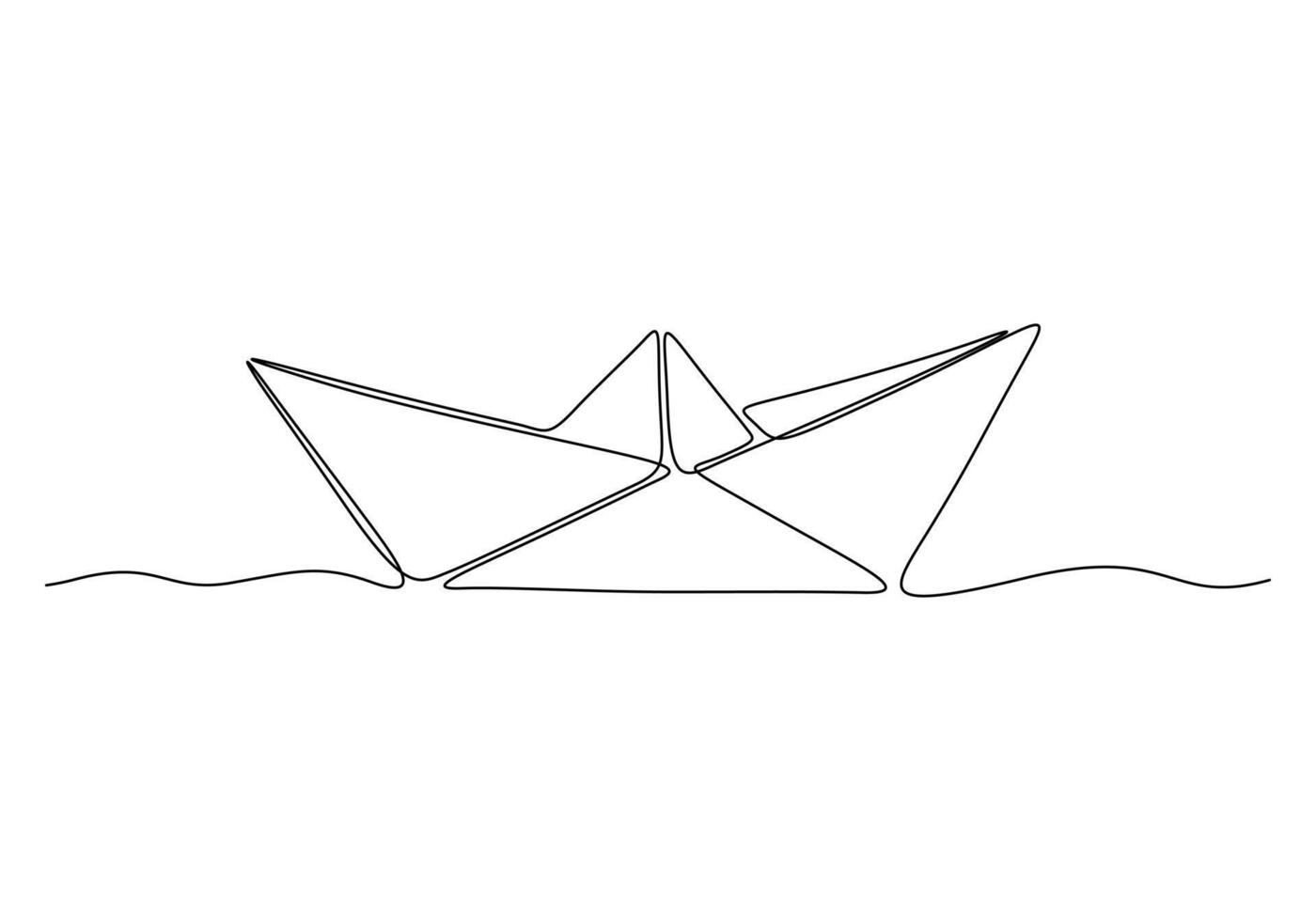 Continuous one line drawing of paper boat origami toy concept vector illustration. Premium vector