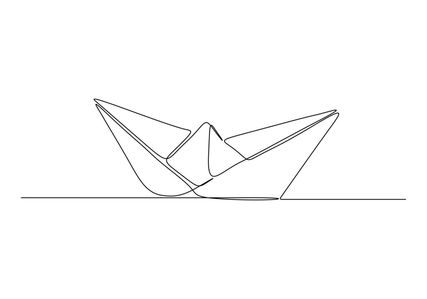 Continuous one line drawing of paper boat origami toy concept vector illustration. Premium vector