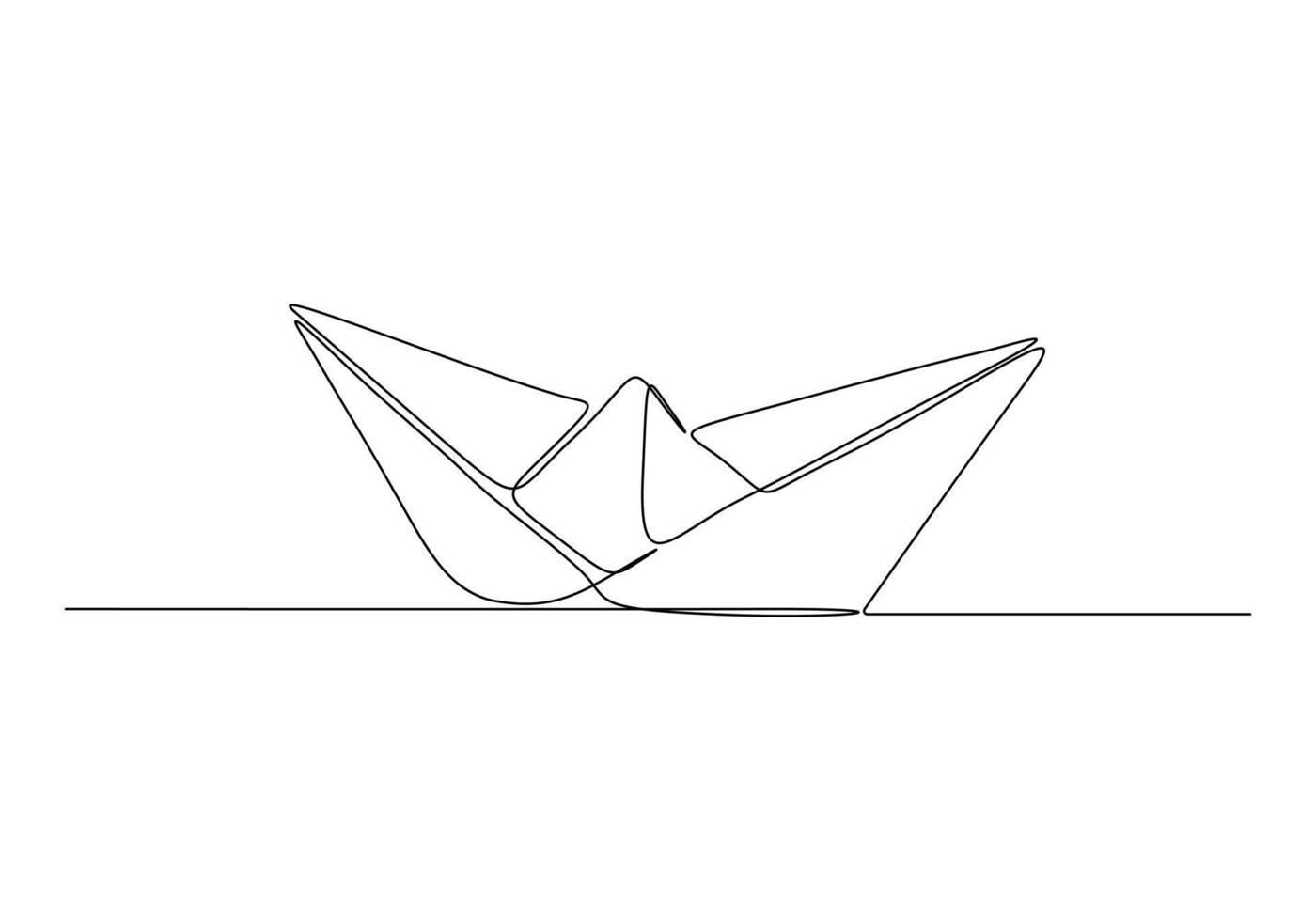 continuo uno línea dibujo de papel barco origami juguete concepto vector ilustración. prima vector