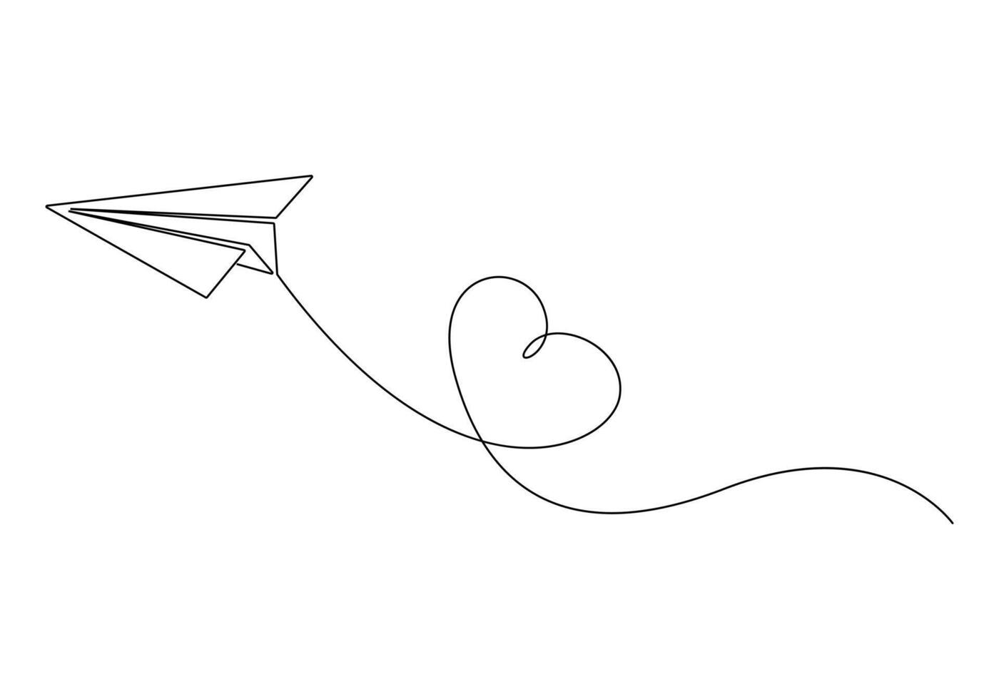 Continuous one line drawing of paper airplane isolated on white background vector illustration