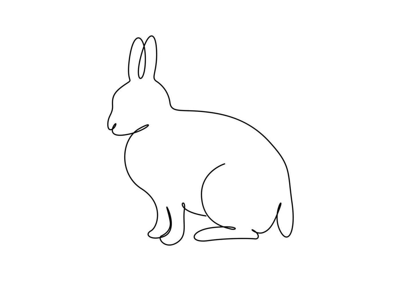 Continuous one line drawing of cute rabbit. Single one line art of beautiful bunny vector illustration