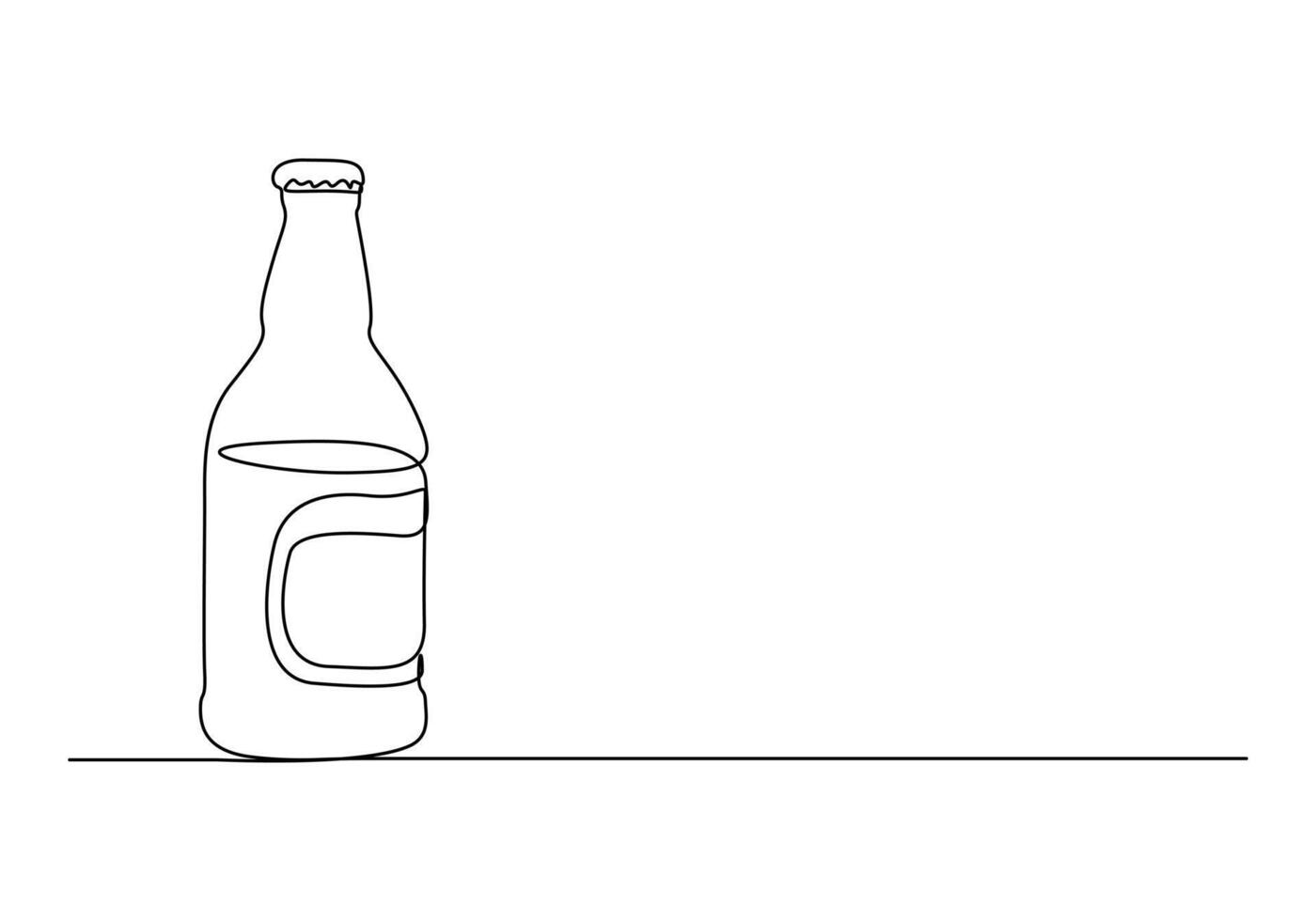 Beer bottle continuous one line drawing vector illustration