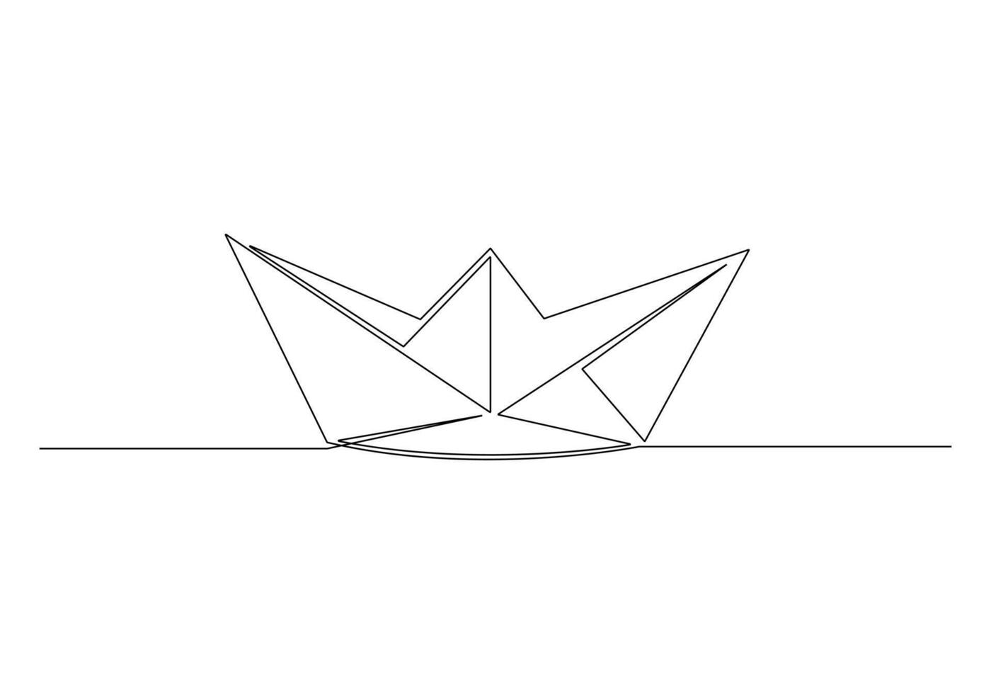 Continuous one line drawing of paper boat origami toy concept vector illustration. Premium vector