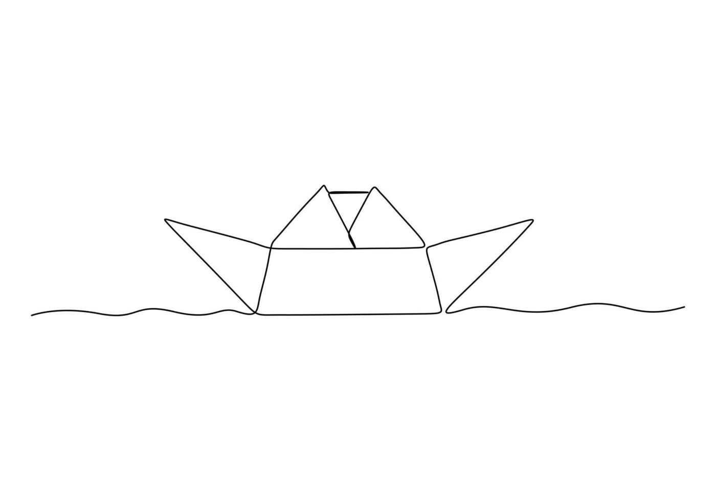 continuo uno línea dibujo de papel barco origami juguete concepto vector ilustración