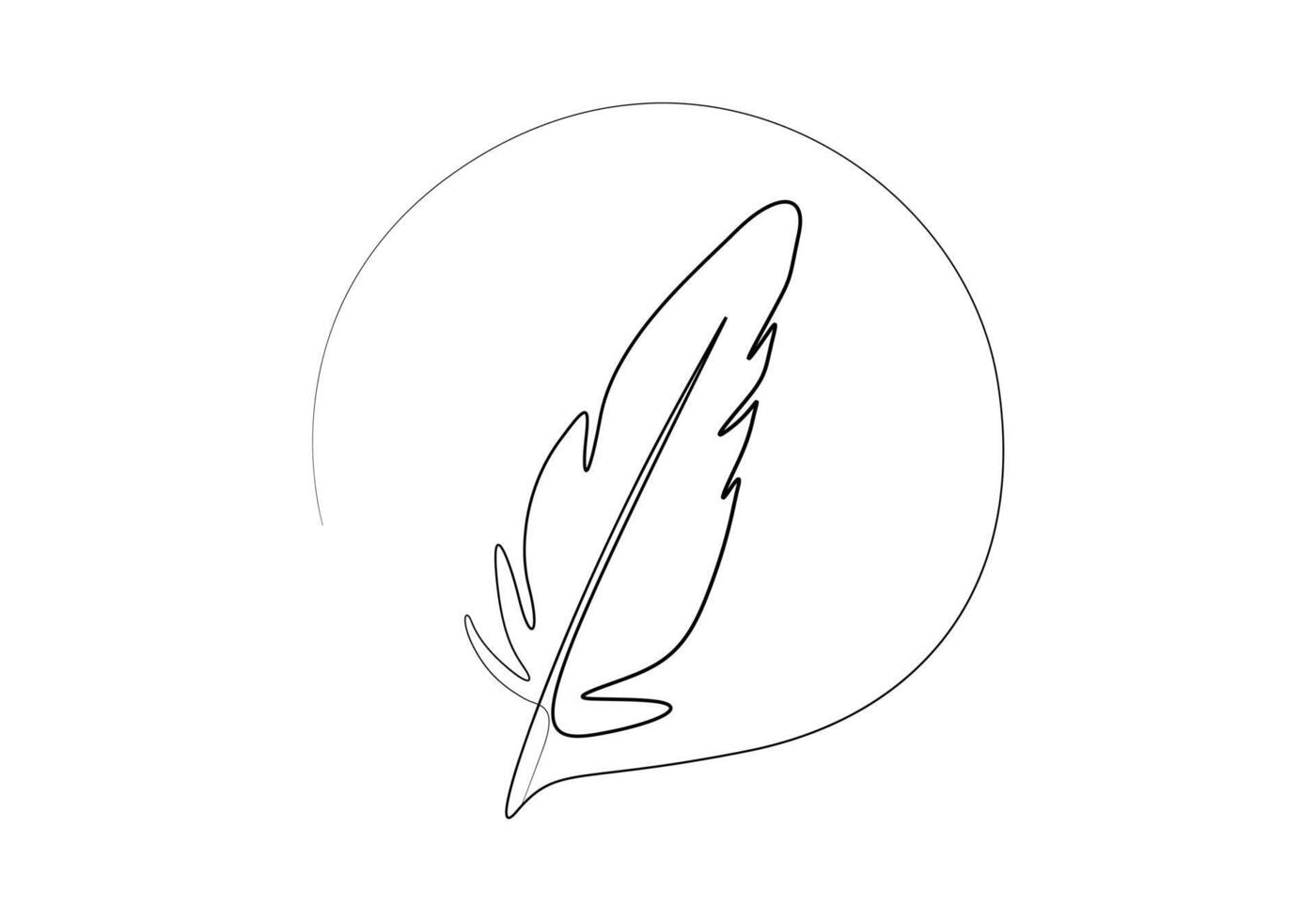 One line drawing bird feather vector