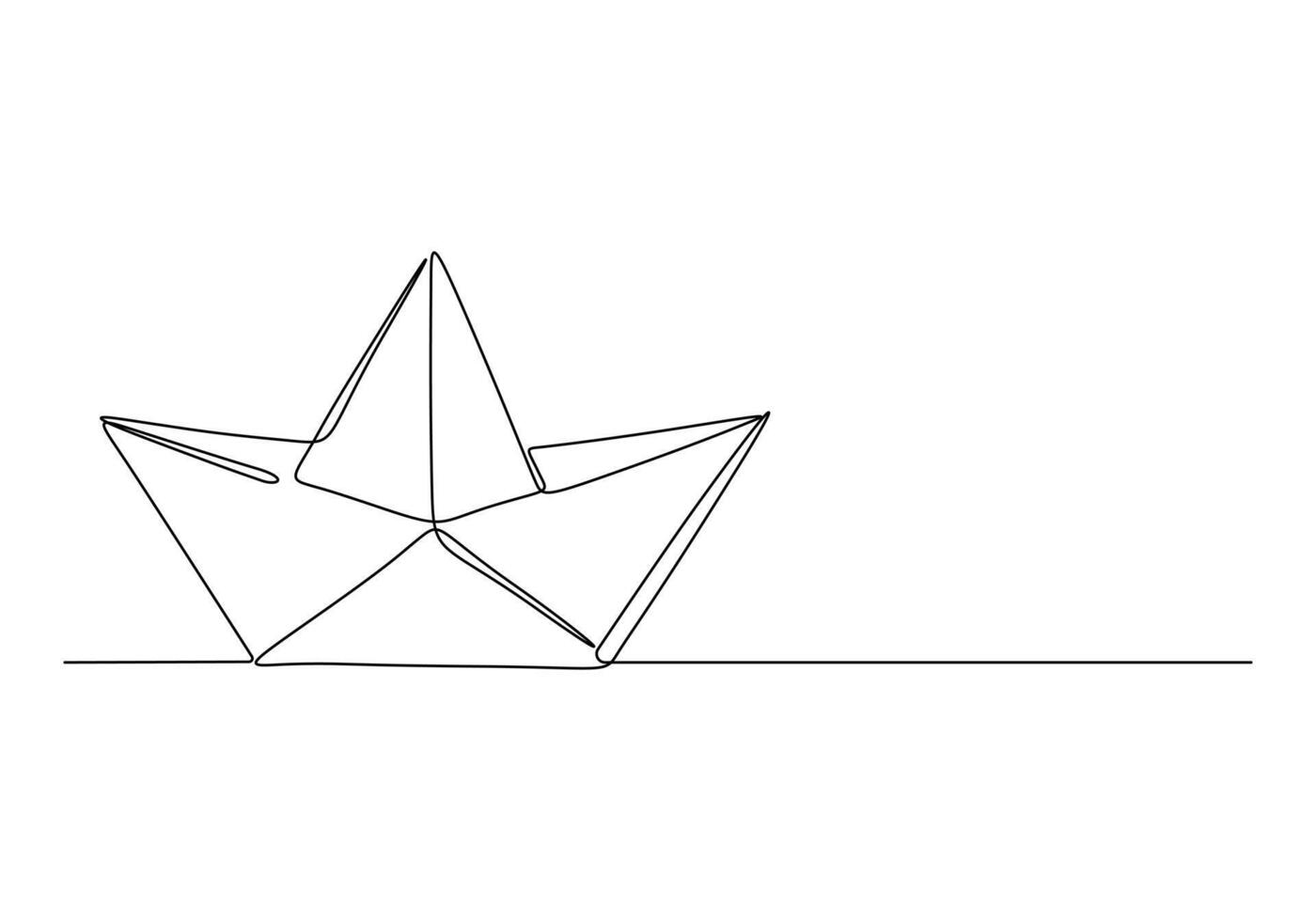Continuous one line drawing of paper boat origami toy concept vector illustration
