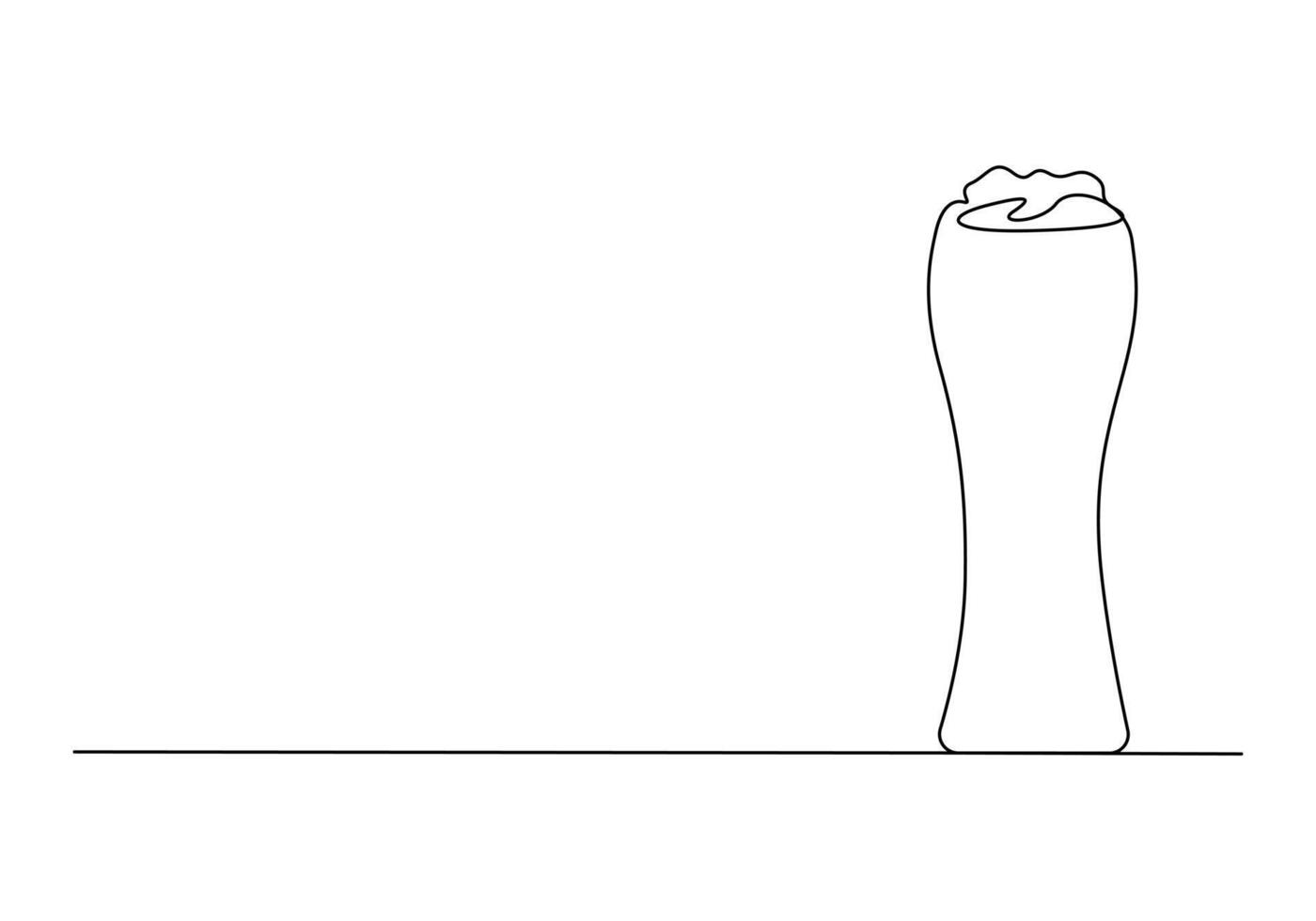 Beer glass continuous one line drawing vector illustration