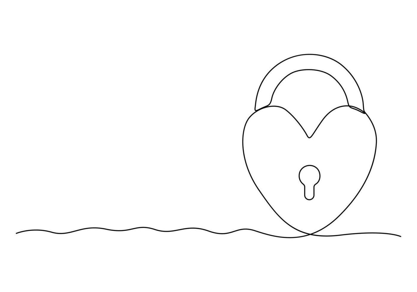 Continuous one line drawing of a padlock isolated on white background vector illustration