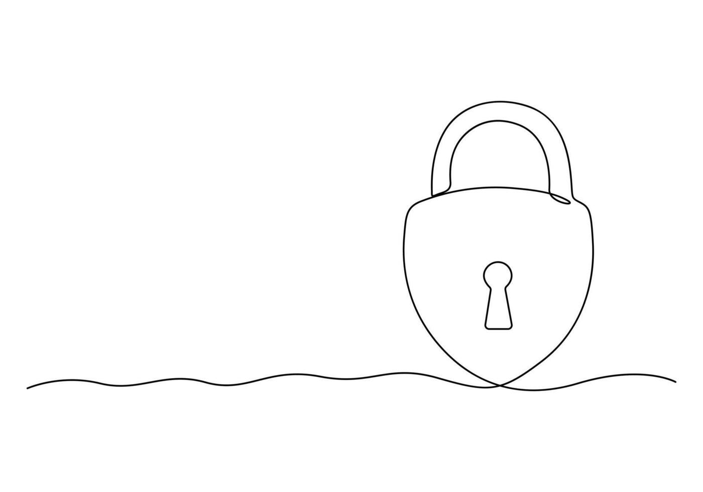 Continuous one line drawing of a padlock isolated on white background vector illustration