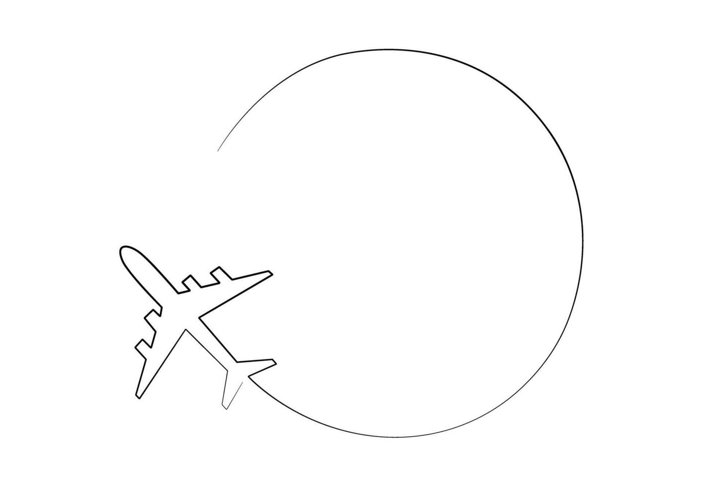 Continuous one line drawing of Airplane line path. Vector icon of Airplane flight route with start point. Isolated on white background vector illustration