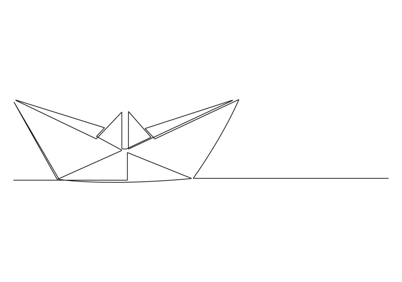 Continuous one line drawing of paper boat origami toy concept vector illustration. Premium vector