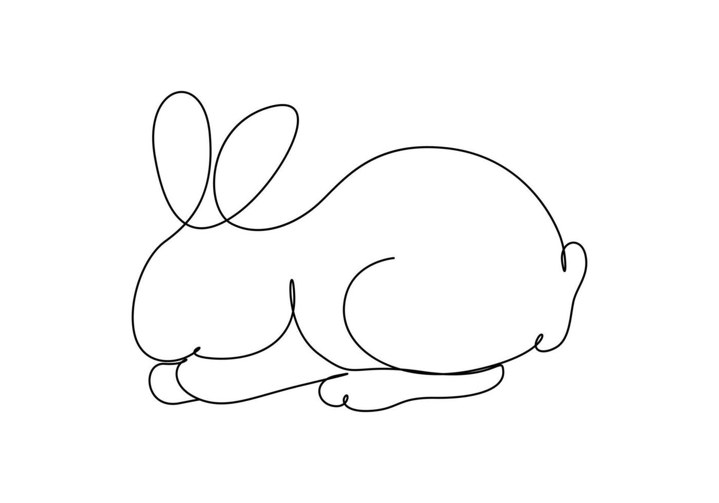 Continuous one line drawing of cute rabbit. Single one line art of beautiful bunny vector illustration