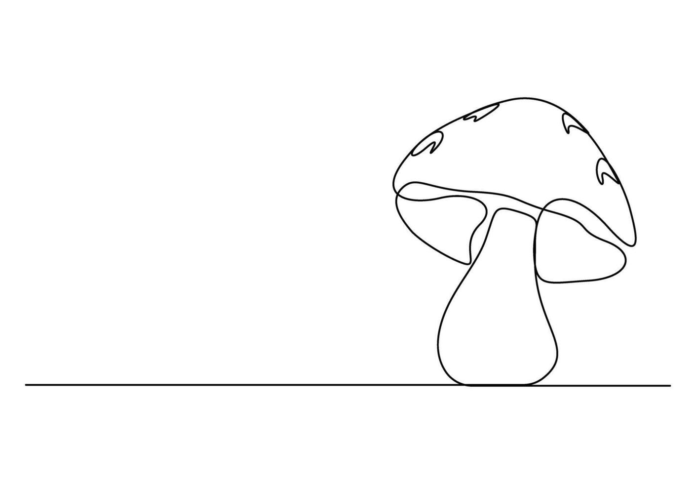 Mushroom in one continuous line drawing vector illustration. Pro vector