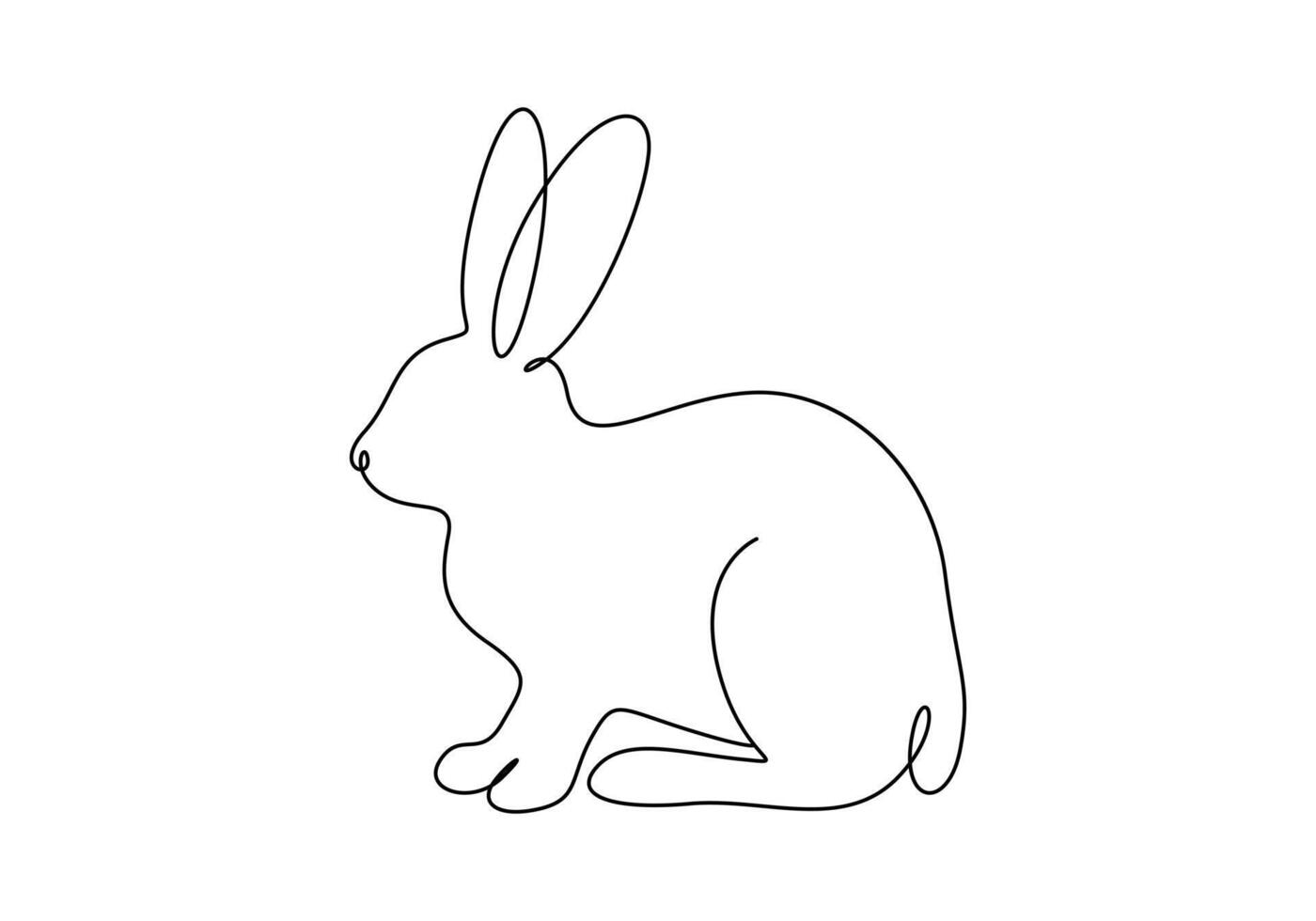 Continuous one line drawing of cute rabbit. Single one line art of beautiful bunny vector illustration