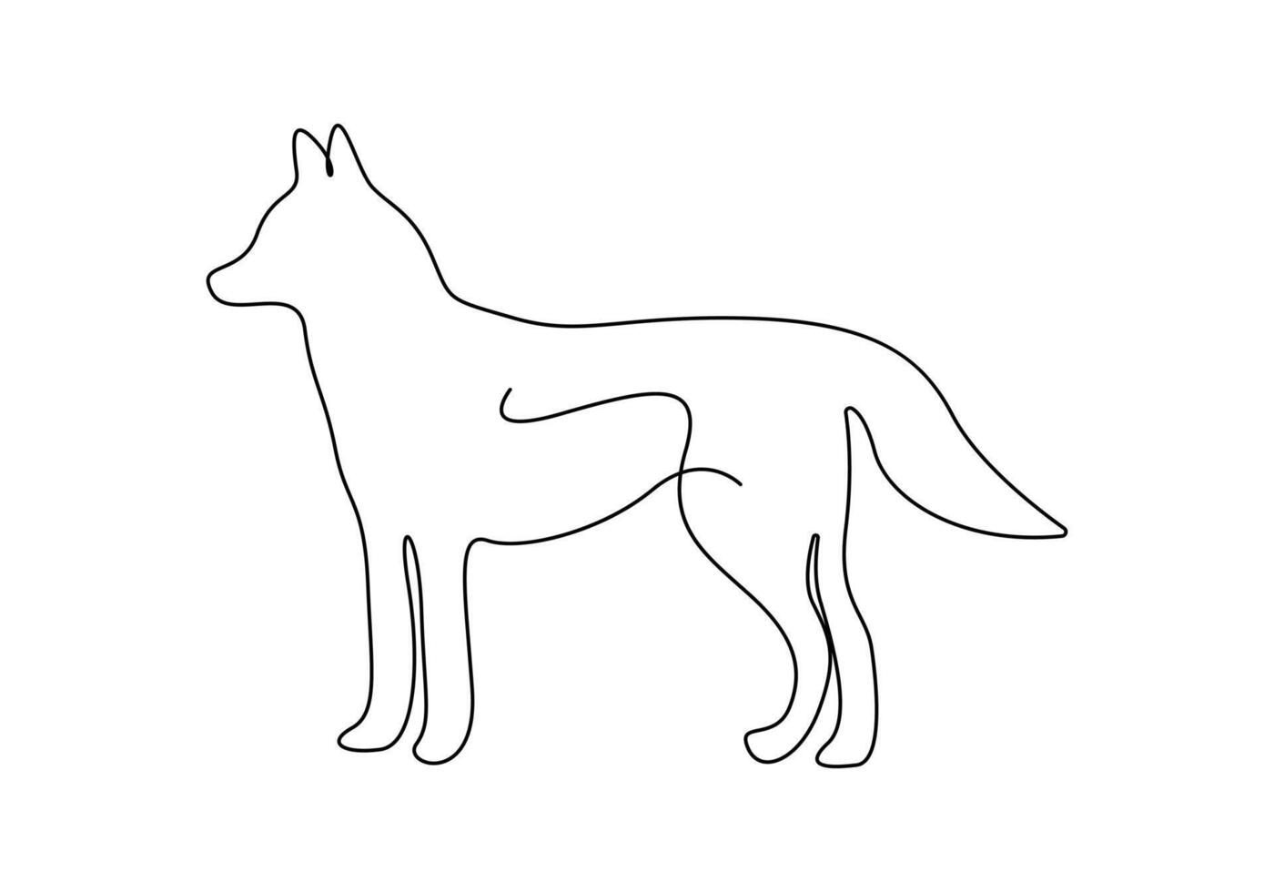 Continuous one line drawing of cute fox vector illustration