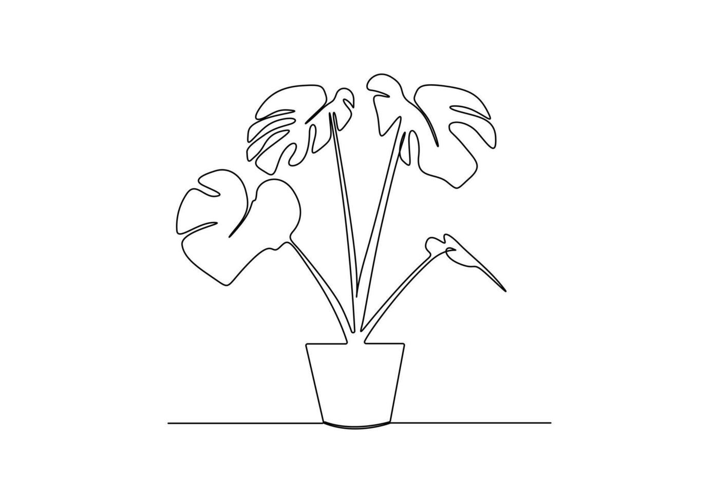 House plant in one continuous one line drawing vector illustration. Pro vector