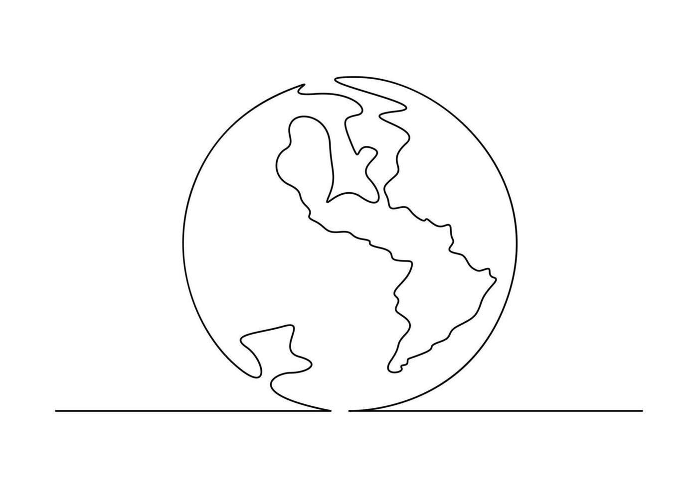 World map continuous one line drawing of earth globe vector illustration