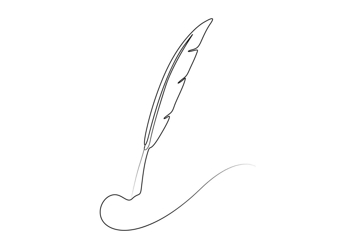 One line drawing bird feather. Premium vector