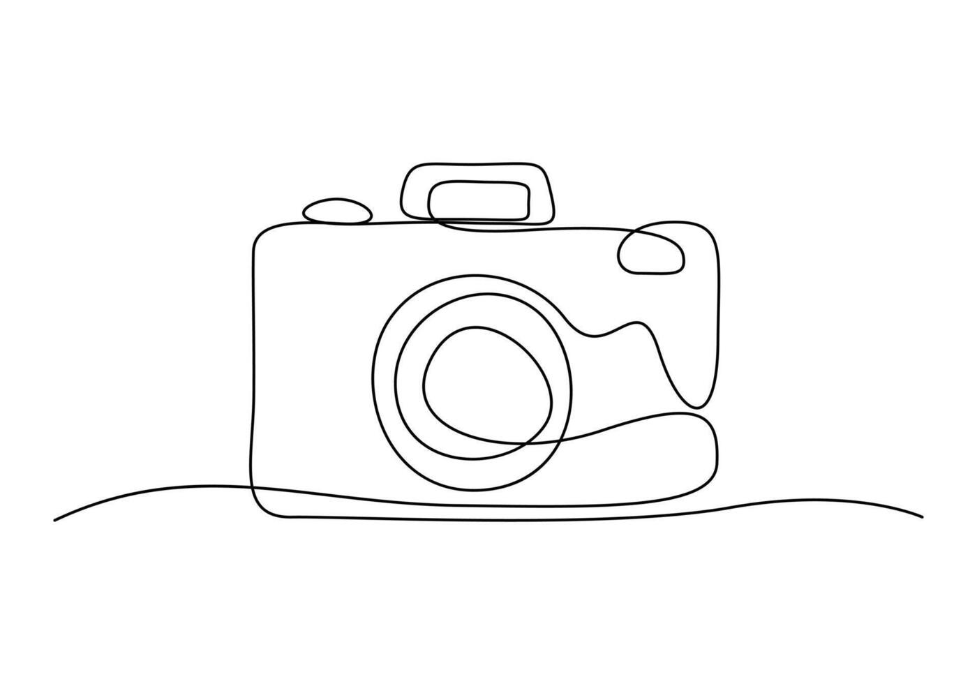 Continuous one line drawing of camera vector illustration