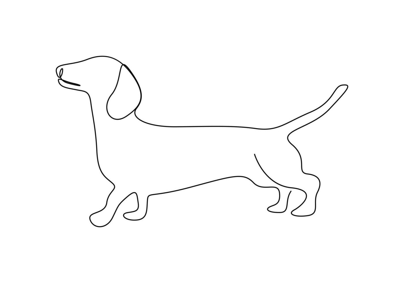 Continuous one line drawing of cute dachshund dog vector illustration