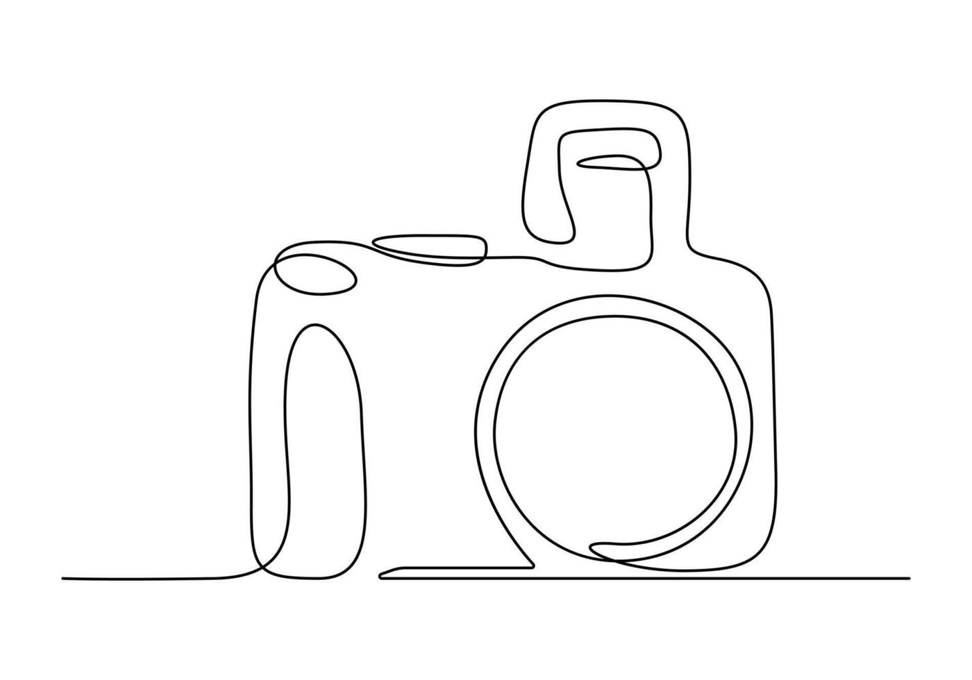 Continuous one line drawing of camera vector illustration
