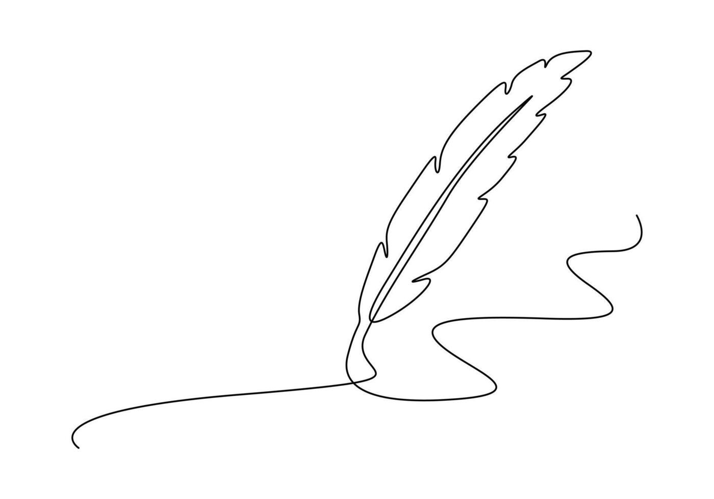 One line drawing bird feather. Premium vector