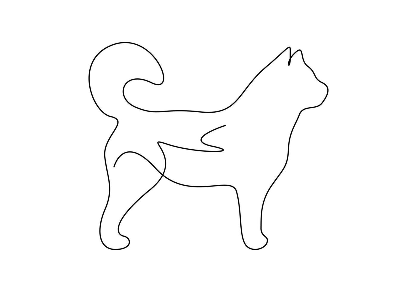 Continuous one line drawing of cute dog vector illustration