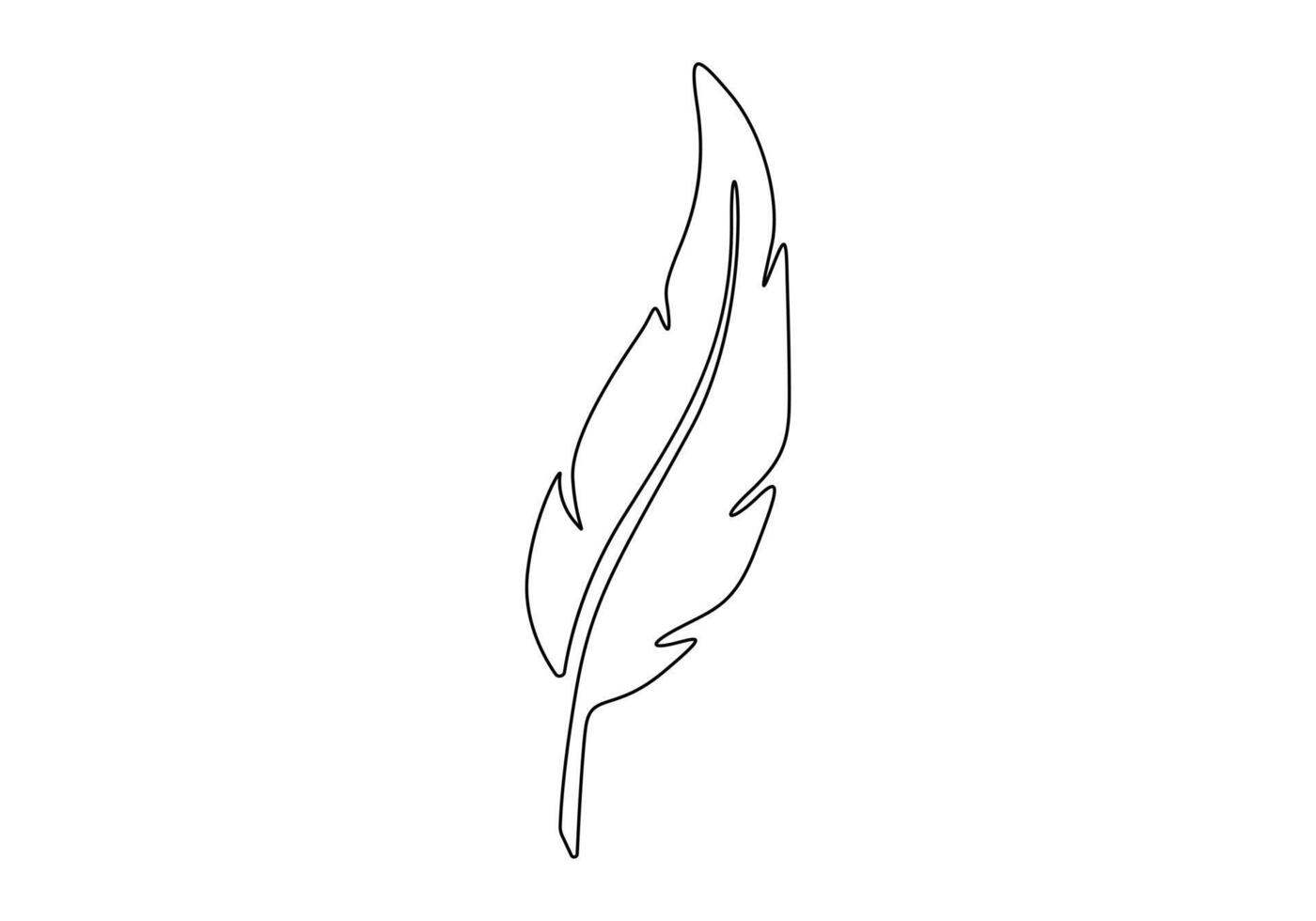 One line drawing bird feather. Premium vector
