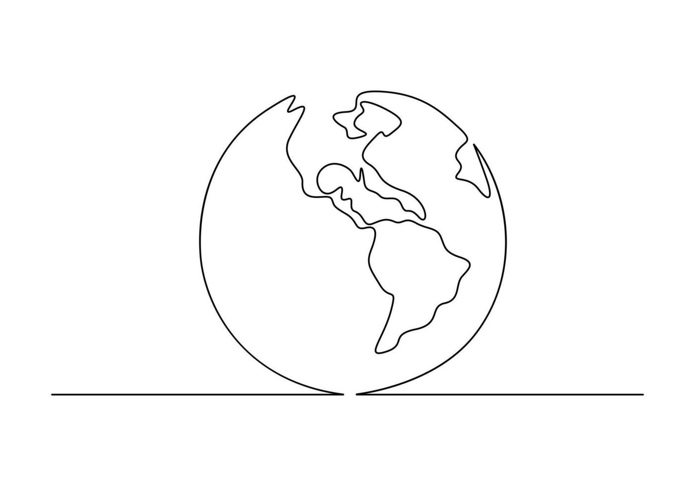 World map continuous one line drawing of earth globe vector illustration