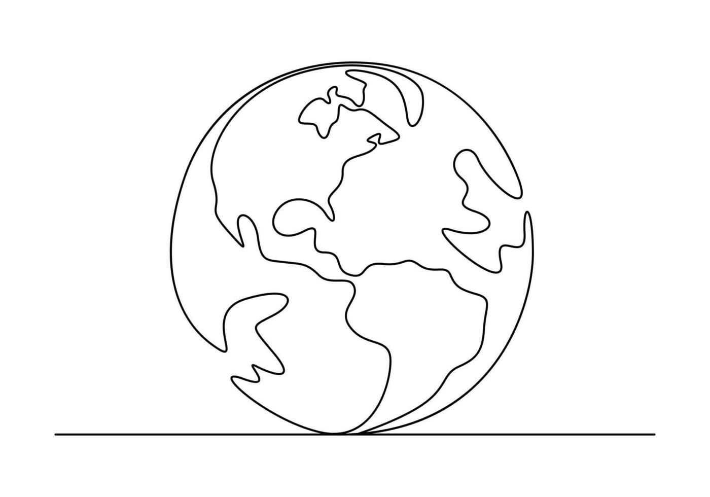 Earth globe continuous one line drawing vector illustration