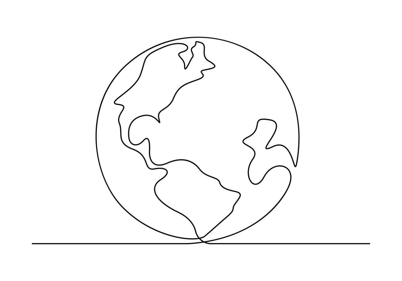 Earth globe continuous one line drawing vector illustration. Pro vector
