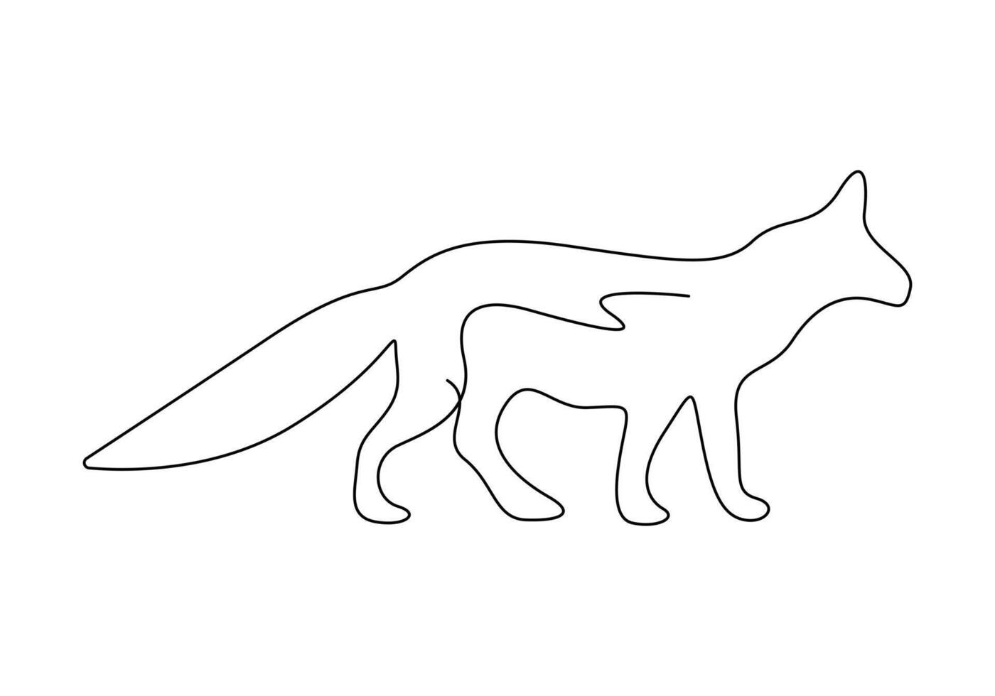 Continuous one line drawing of cute fox vector illustration
