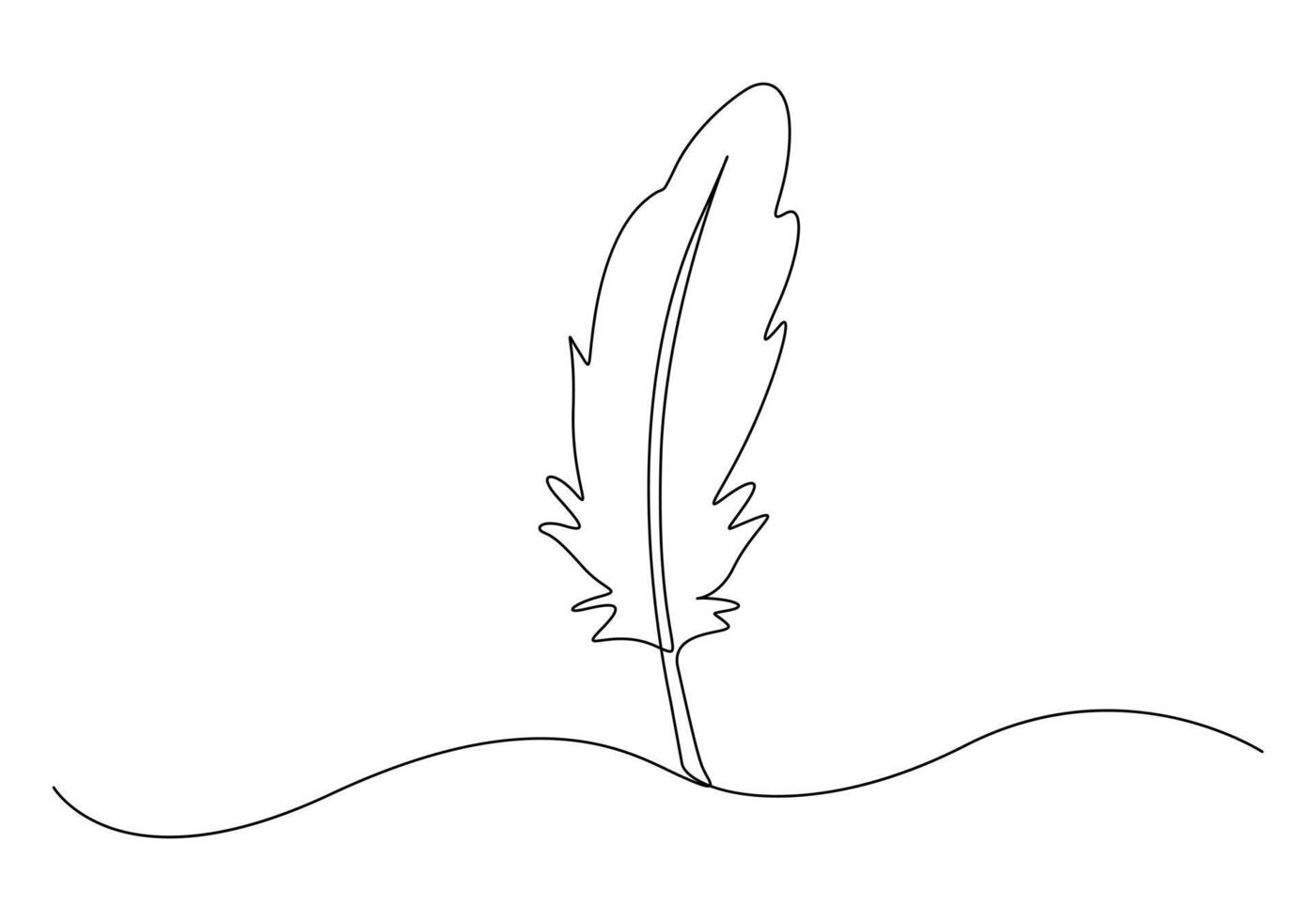 uno línea dibujo pájaro pluma vector
