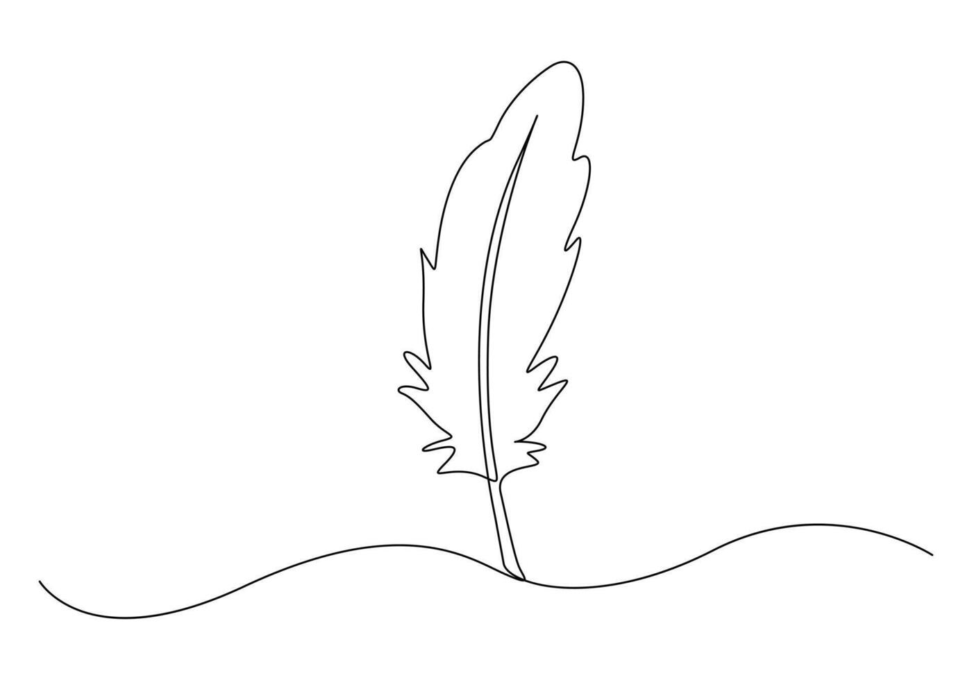 One line drawing bird feather vector