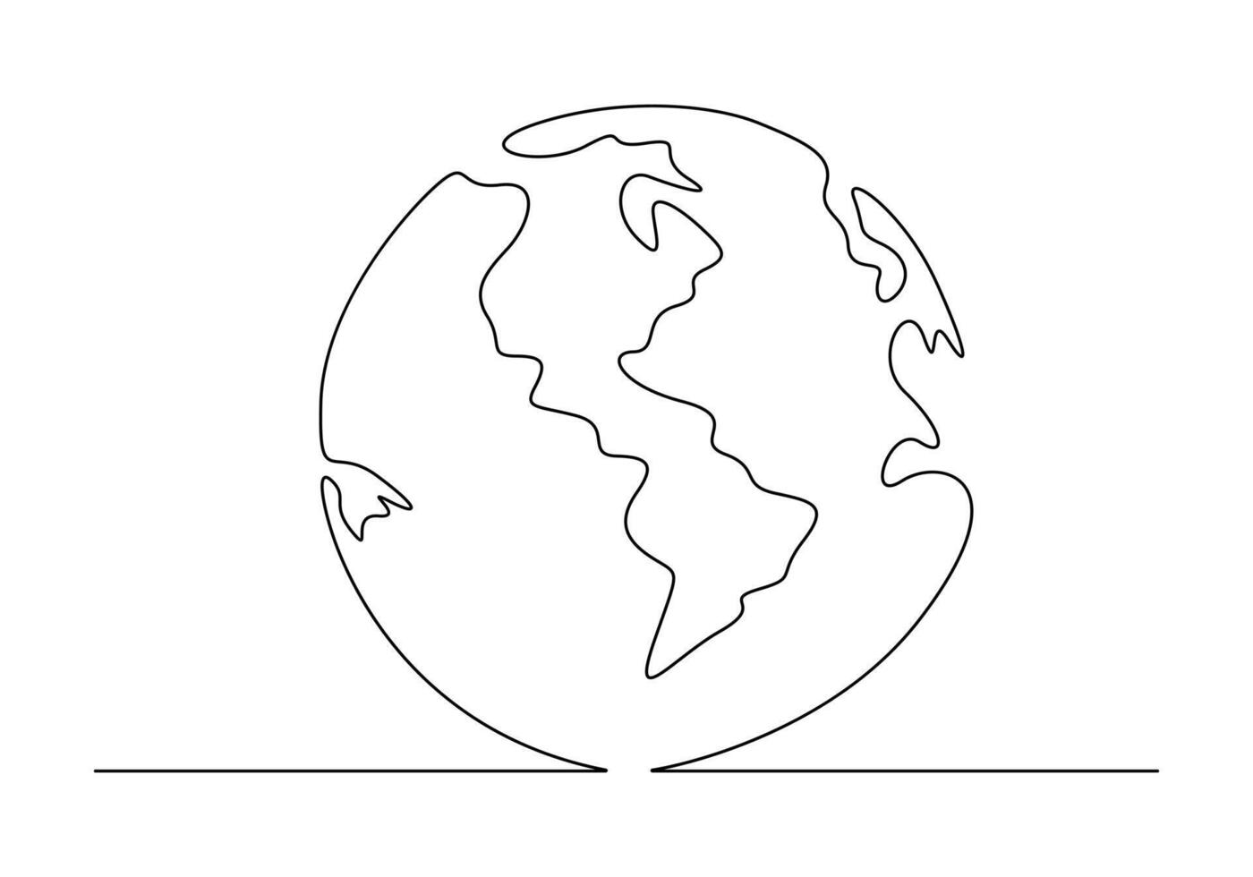 World map continuous one line drawing of earth globe vector illustration