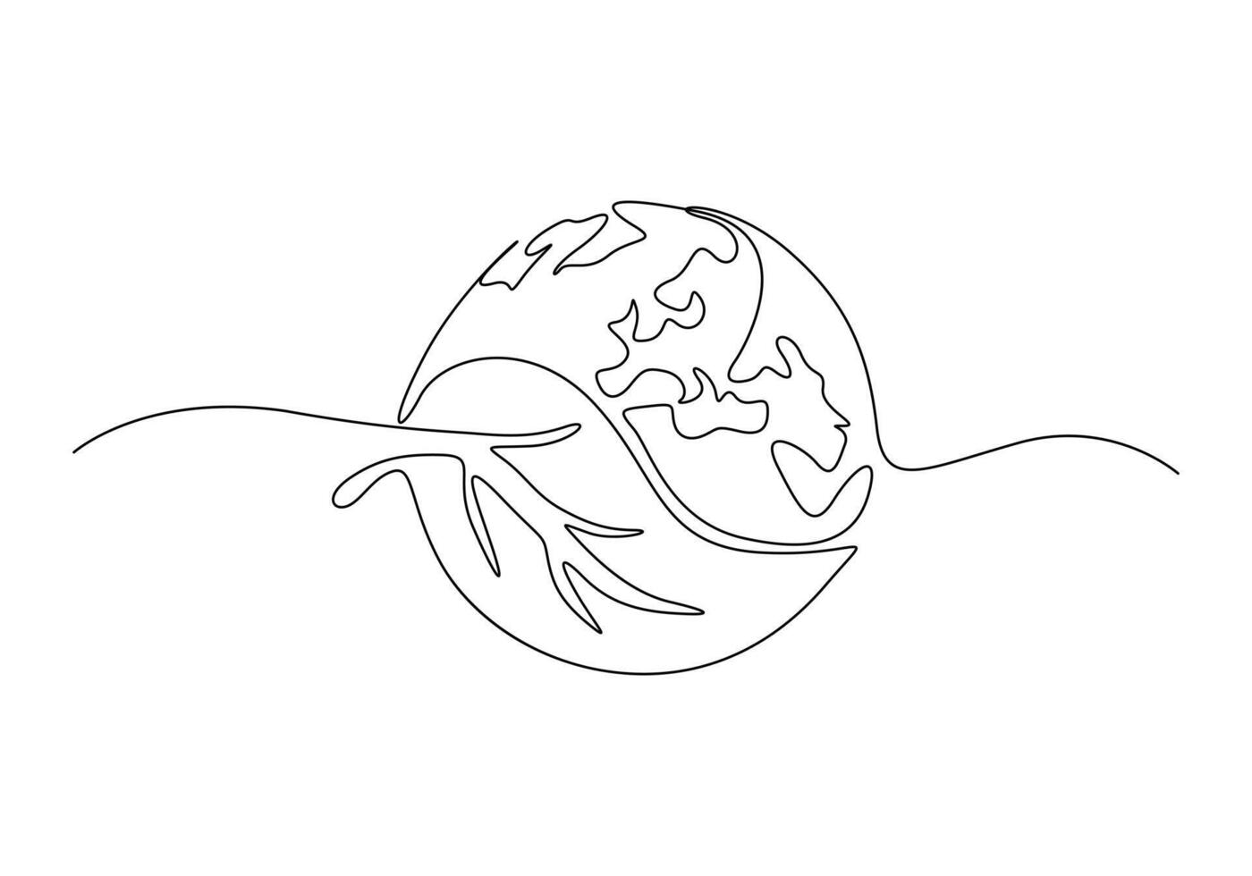 Continuous one line drawing of a world map vector illustration