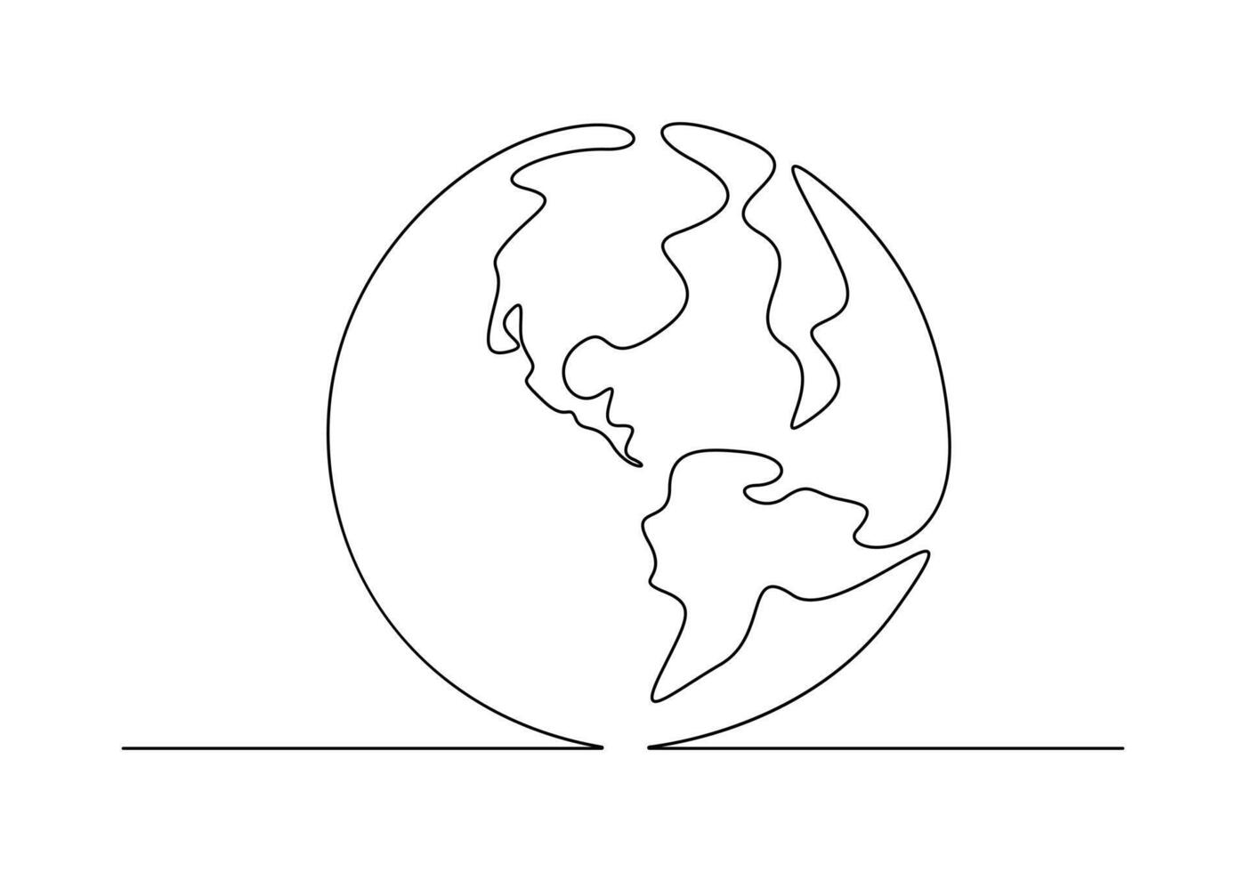 World map continuous one line drawing of earth globe vector illustration