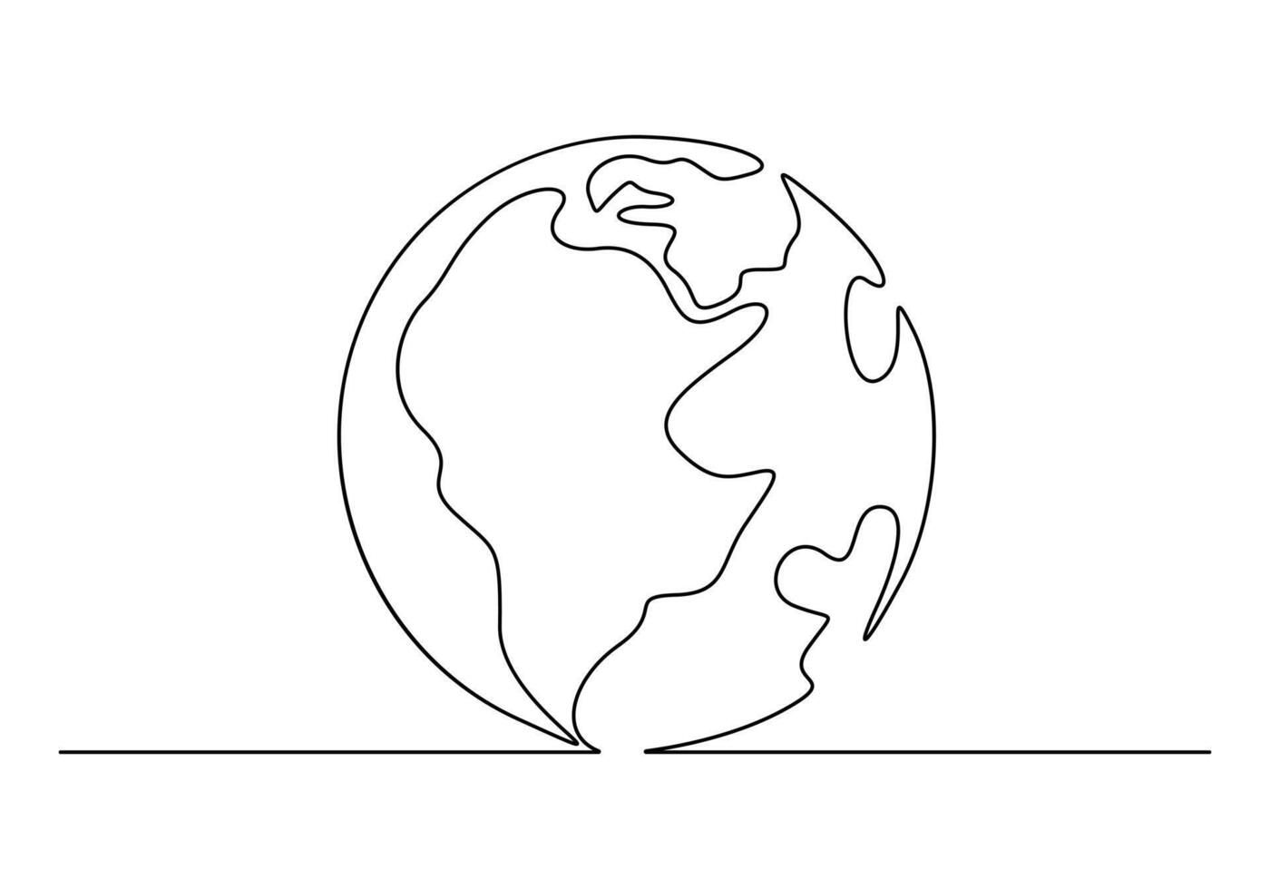 Earth globe continuous one line drawing vector illustration. Pro vector