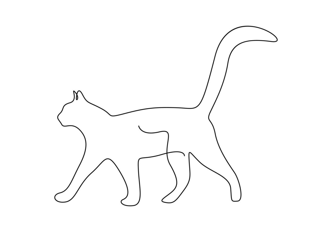 Continuous one line drawing of cute cat vector illustration