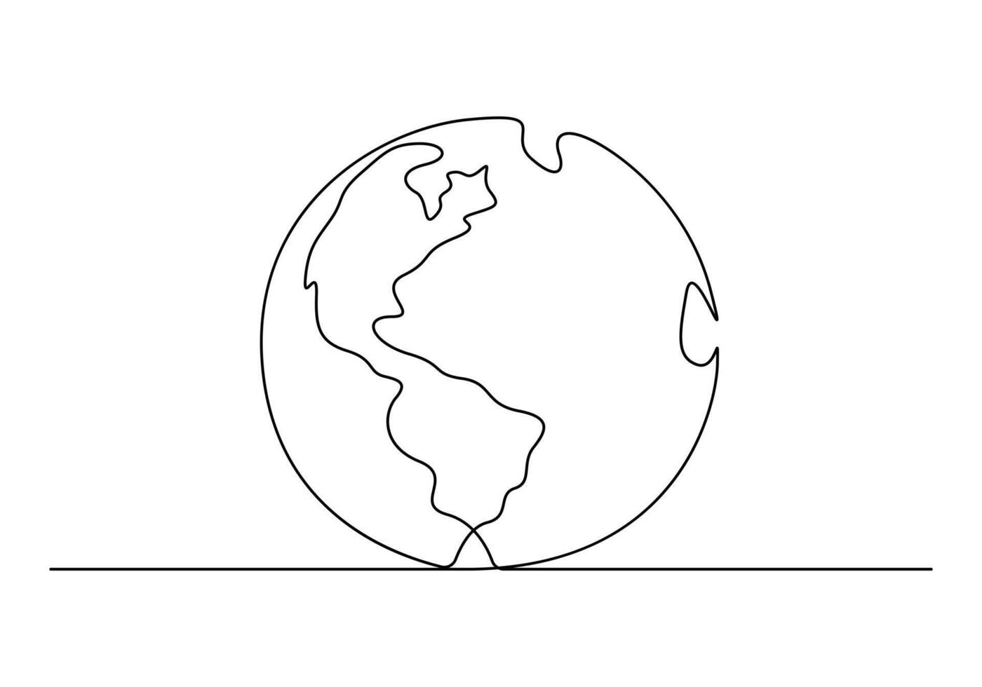 Earth globe continuous one line drawing vector illustration. Pro vector