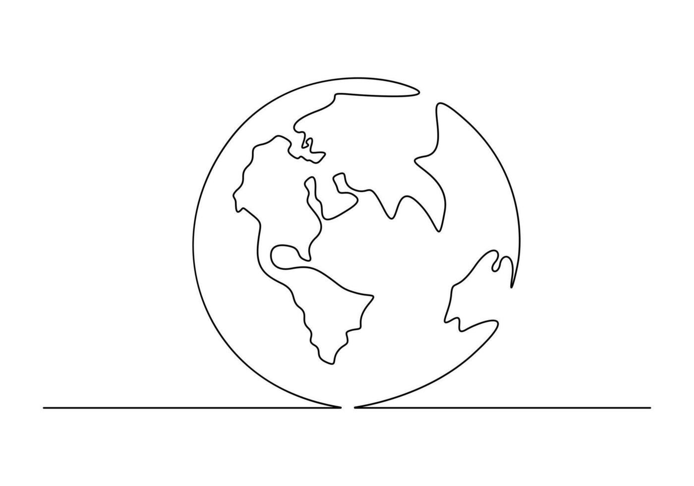 World map continuous one line drawing of earth globe vector illustration