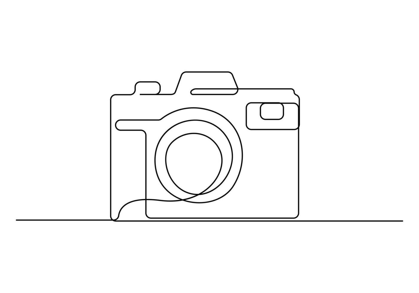 Continuous one line drawing of camera vector illustration