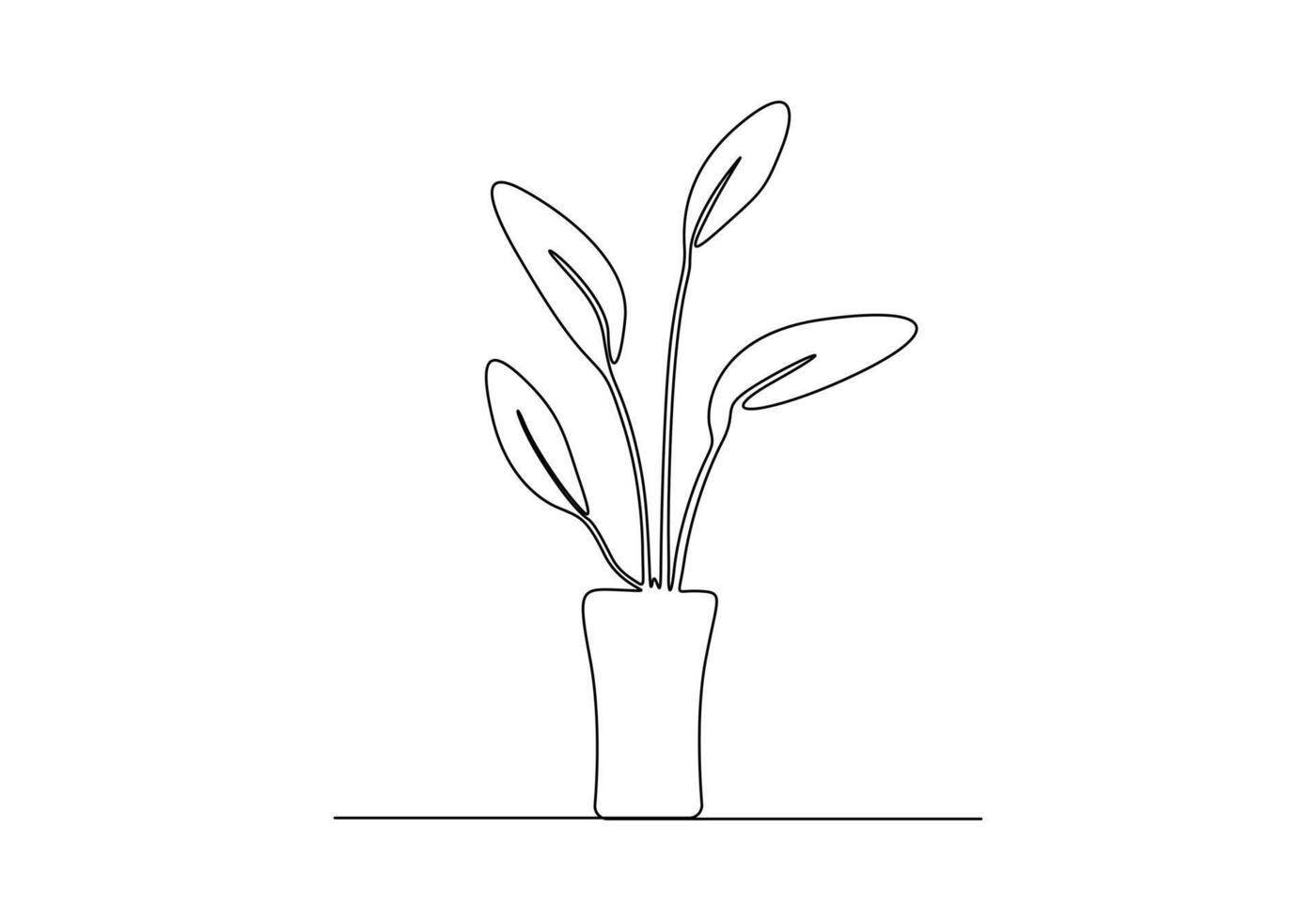 House plant in one continuous one line drawing vector illustration. Pro vector